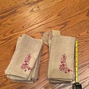 Beige Napkins with Red Embroidery
